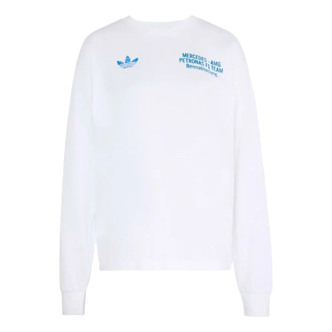 Мужская футболка с принтом Adidas x Mercedes AMG Petronas Formula 1 Team Blue Wonder, белый
