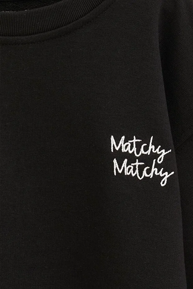 Детские свитшот для девочек с длинным рукавом Matchy Matchy, Black — фото 2