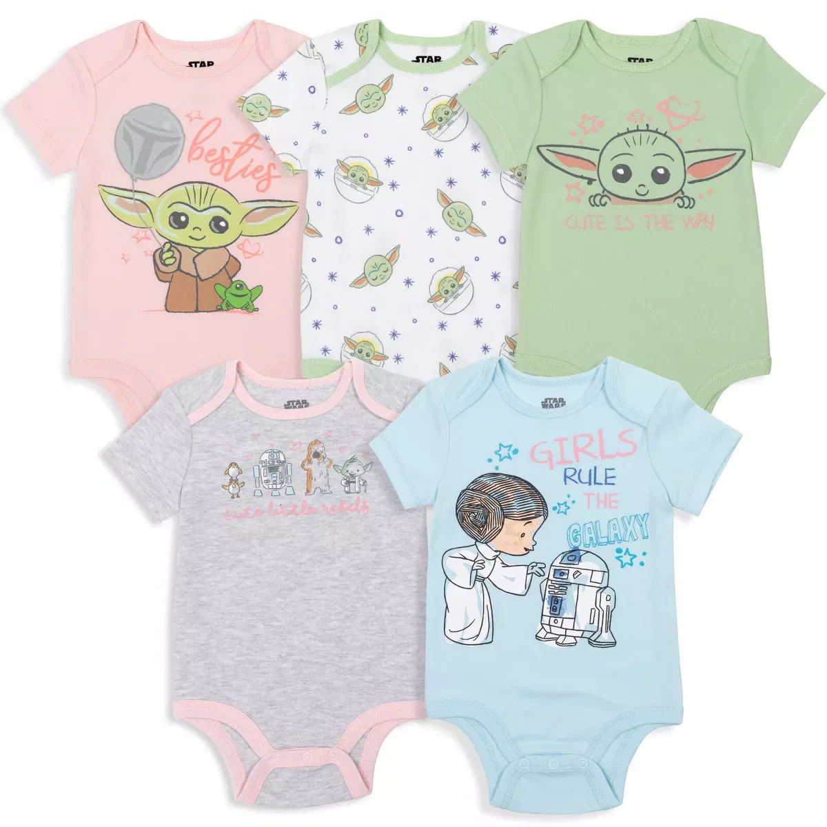 Детский боди-комбинезон с коротким рукавом с принтом набор 5 шт Star Wars, Baby Grogu