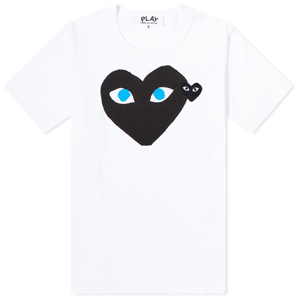 

Футболка Comme des Garçons Play Double Heart Logo Tee, Черный, Футболка Comme des Garçons Play Double Heart Logo Tee