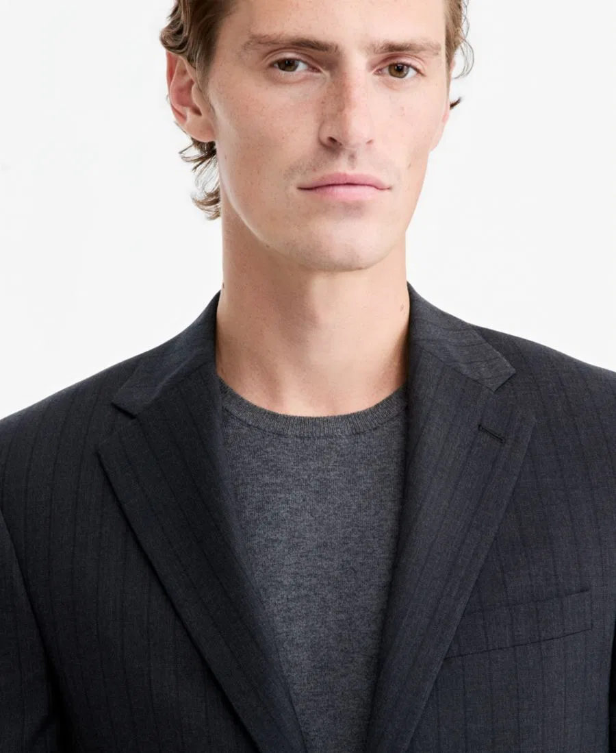 Пиджак мужской зауженный из шерстяной смесовой ткани Calvin Klein, Dark Grey Pinstripe — фото 3