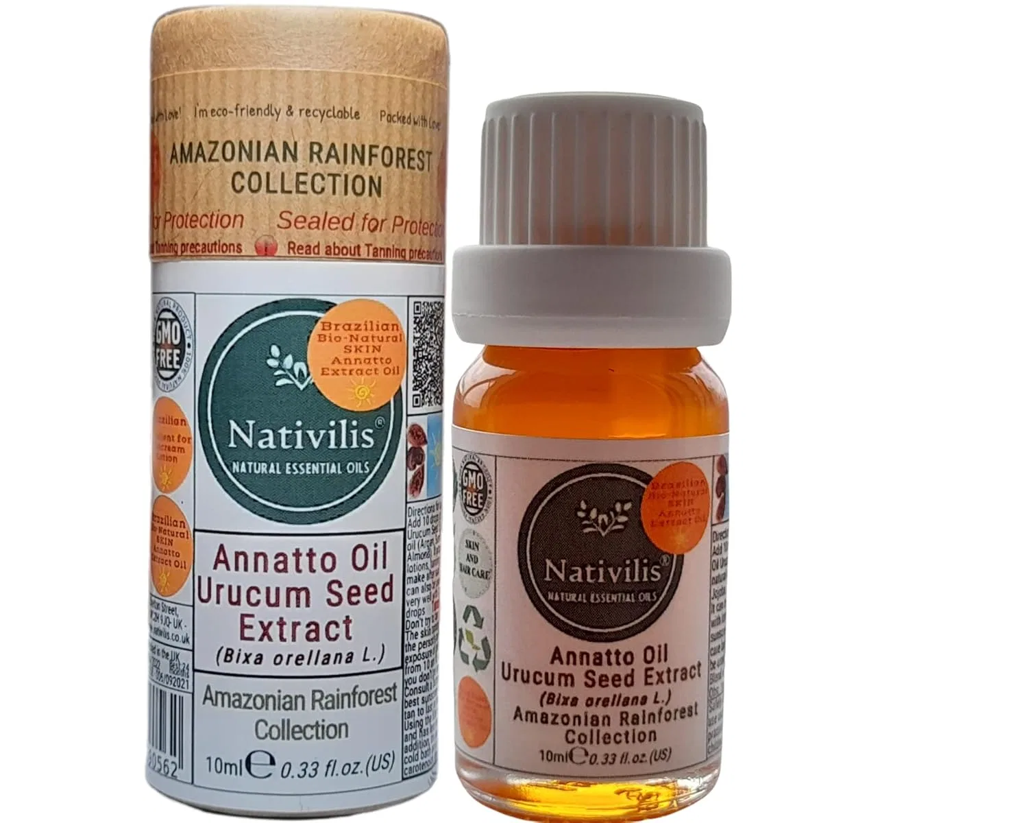 Масло для загара Annatto Oil, Nativilis Natural Essential Oils, 10 мл, Оранжевый