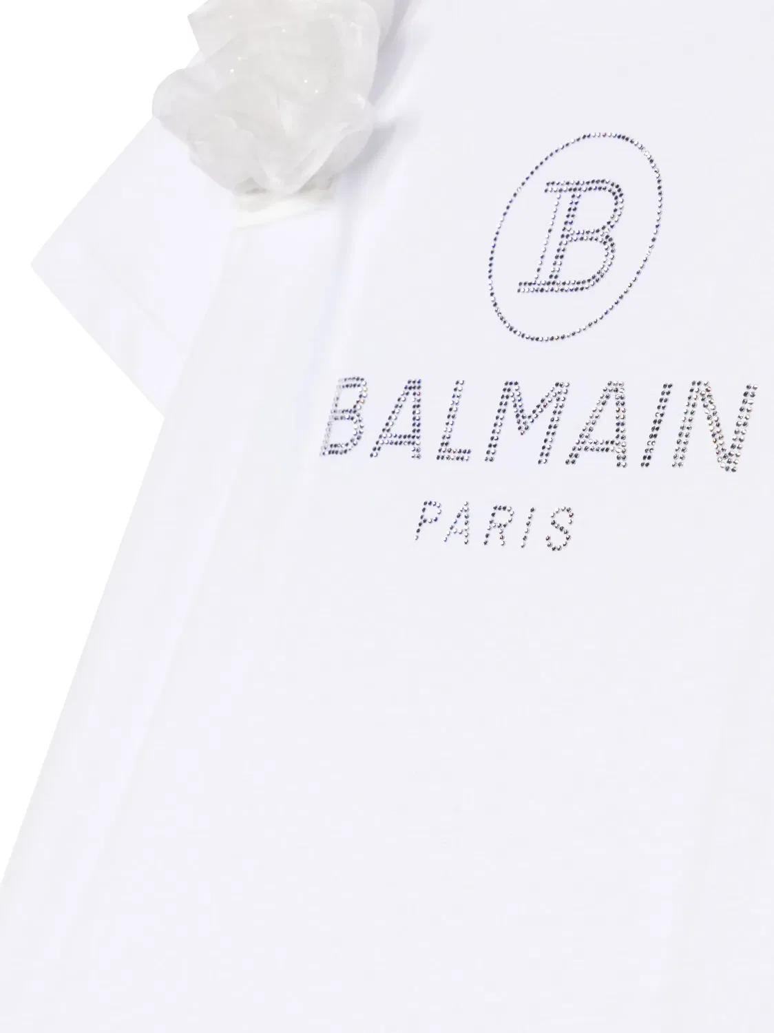 Футболка с цветочной аппликацией и логотипом Balmain, белый — фото 2