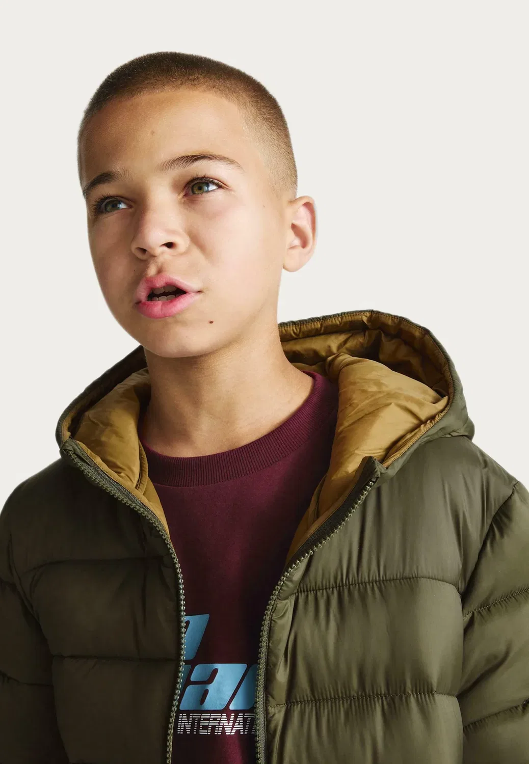 Легкая стеганая пуховая куртка Stormwear (6-16 лет). - зимняя куртка Marks & Spencer, Khaki — фото 3