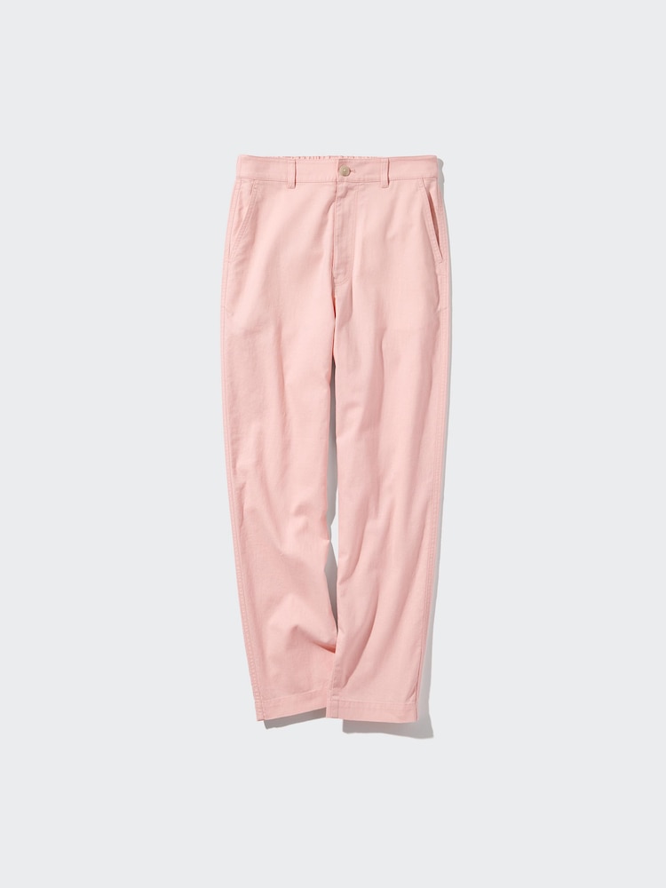 

Зауженные брюки из смеси льна и хлопка длинные Uniqlo, цвет 10 розовый