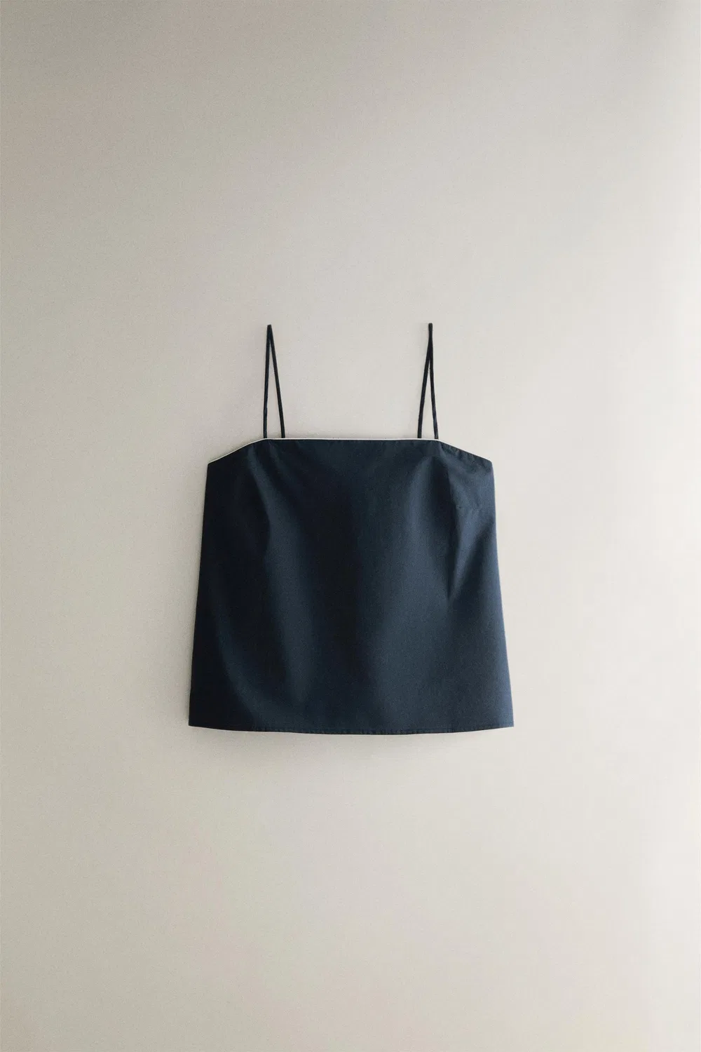 Хлопковый топ на бретелях с кантом ZARA, Navy blue