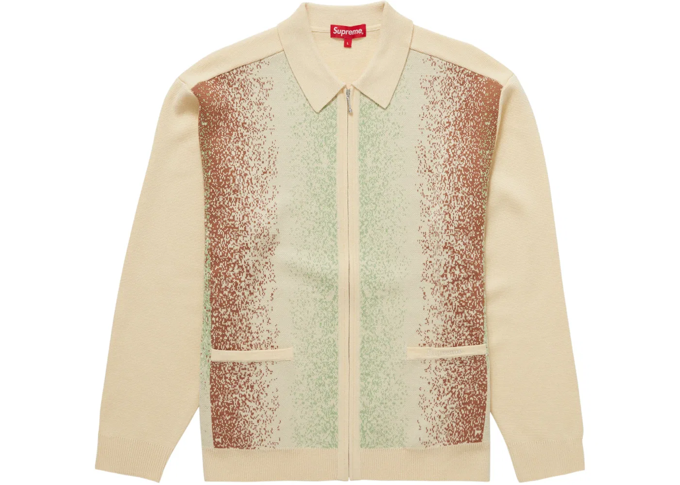 Мужской кардиган с принтом Supreme Gradient Stripe Zip Up Cardigan, Pale Yellow