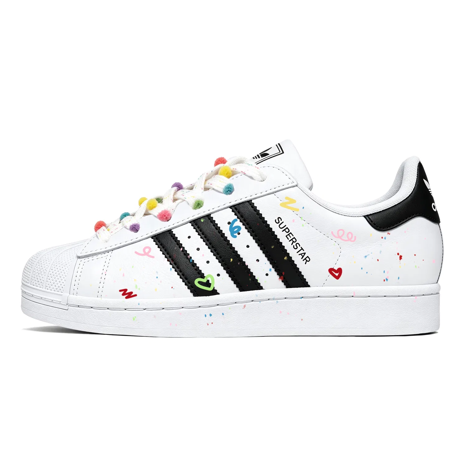 Детские кроссовки для скейтбординга с принтом Superstar 2 Color Ink Sweetheart Adidas Originals, White Youth — фото 3