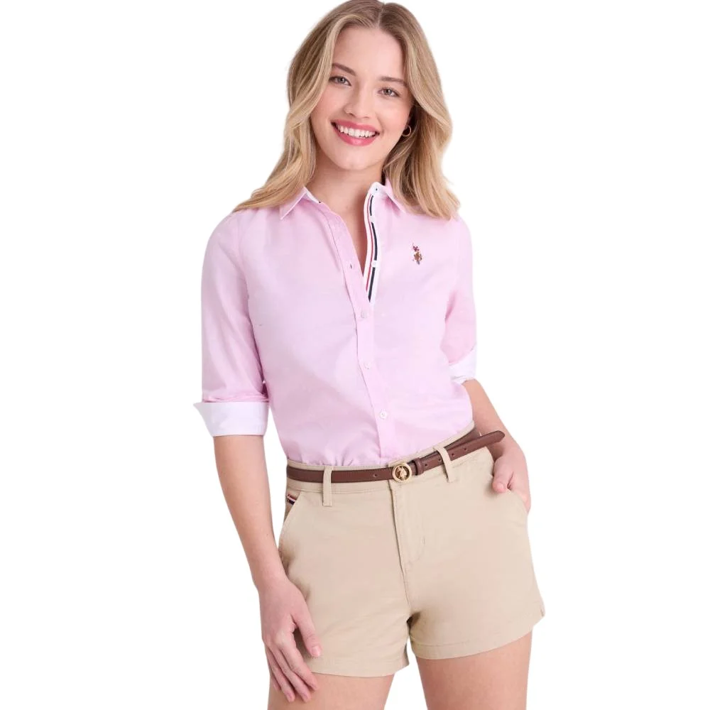 Рубашка-оксфорд U.S. Polo Assn. Long Sleeve Solid Stretch, розовый