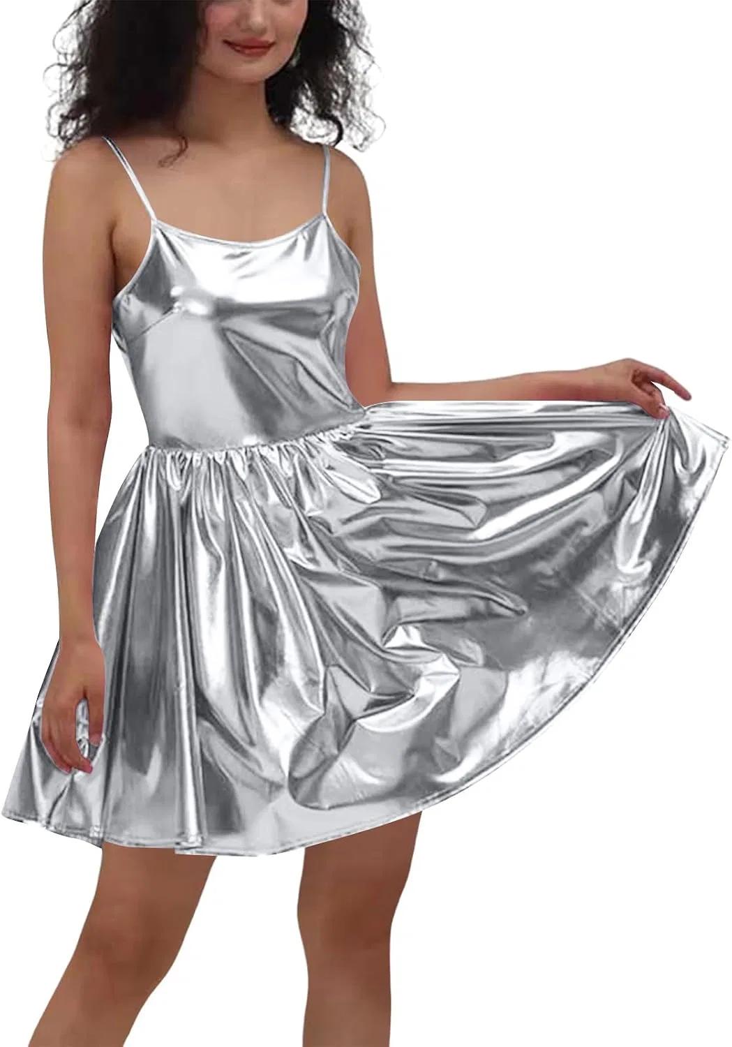 Женское мини-платье с блестками и открытой спиной, Silver