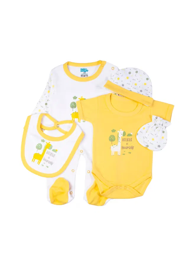 Комплект из 5 предметов для младенцев Babies Basic, лимонный — фото 4