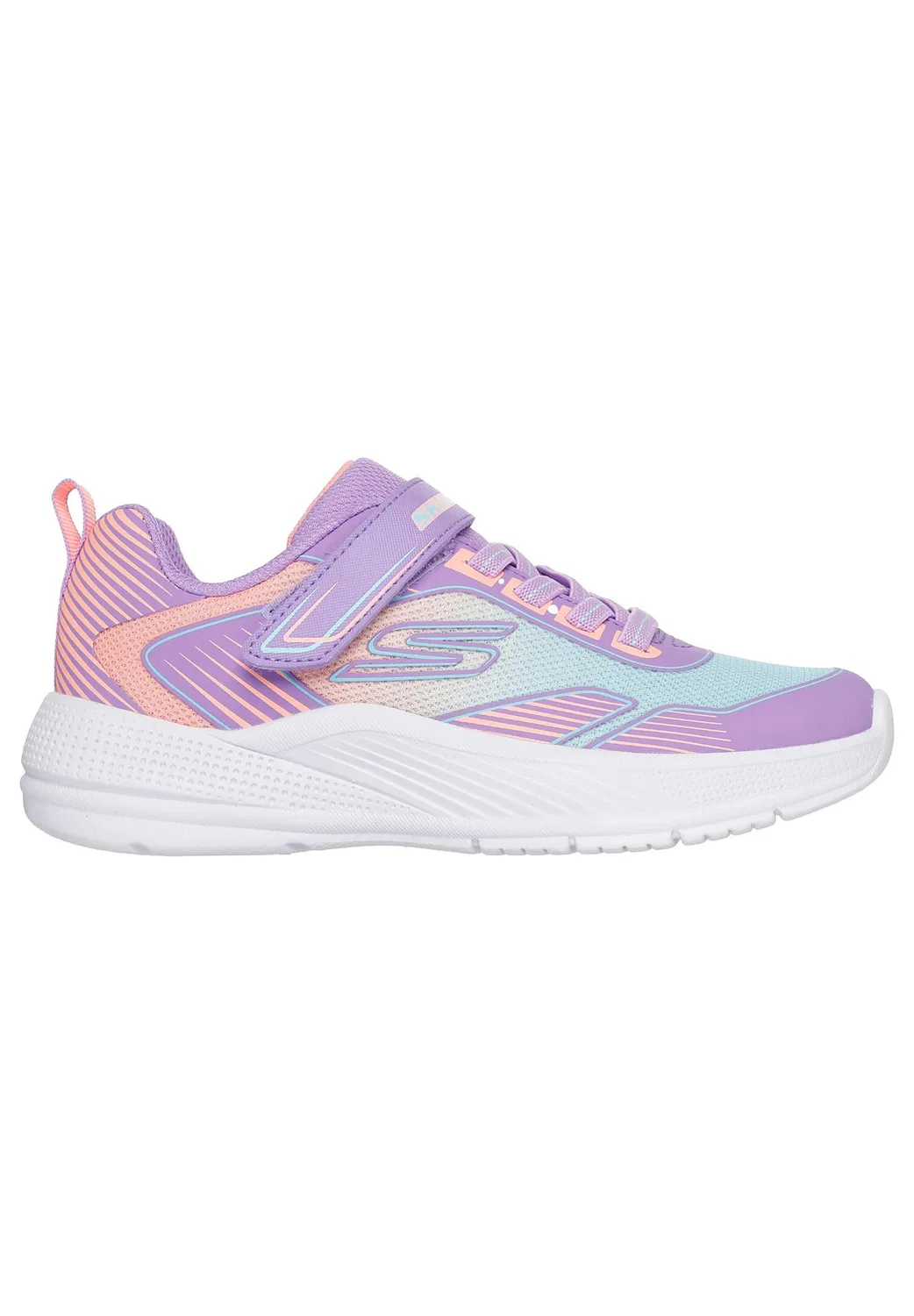 Детские кроссовки с липучками Microspec Advance-Oasis Point Skechers, Цвет Royal Purple Pastel Blue White — фото 2