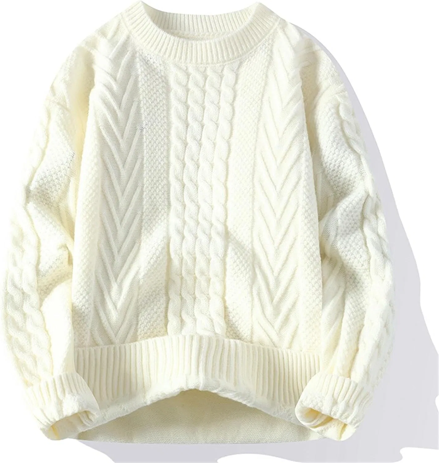 Женский свитер оверсайз с косами 90s Vintage Cable Knit, белый — фото 3