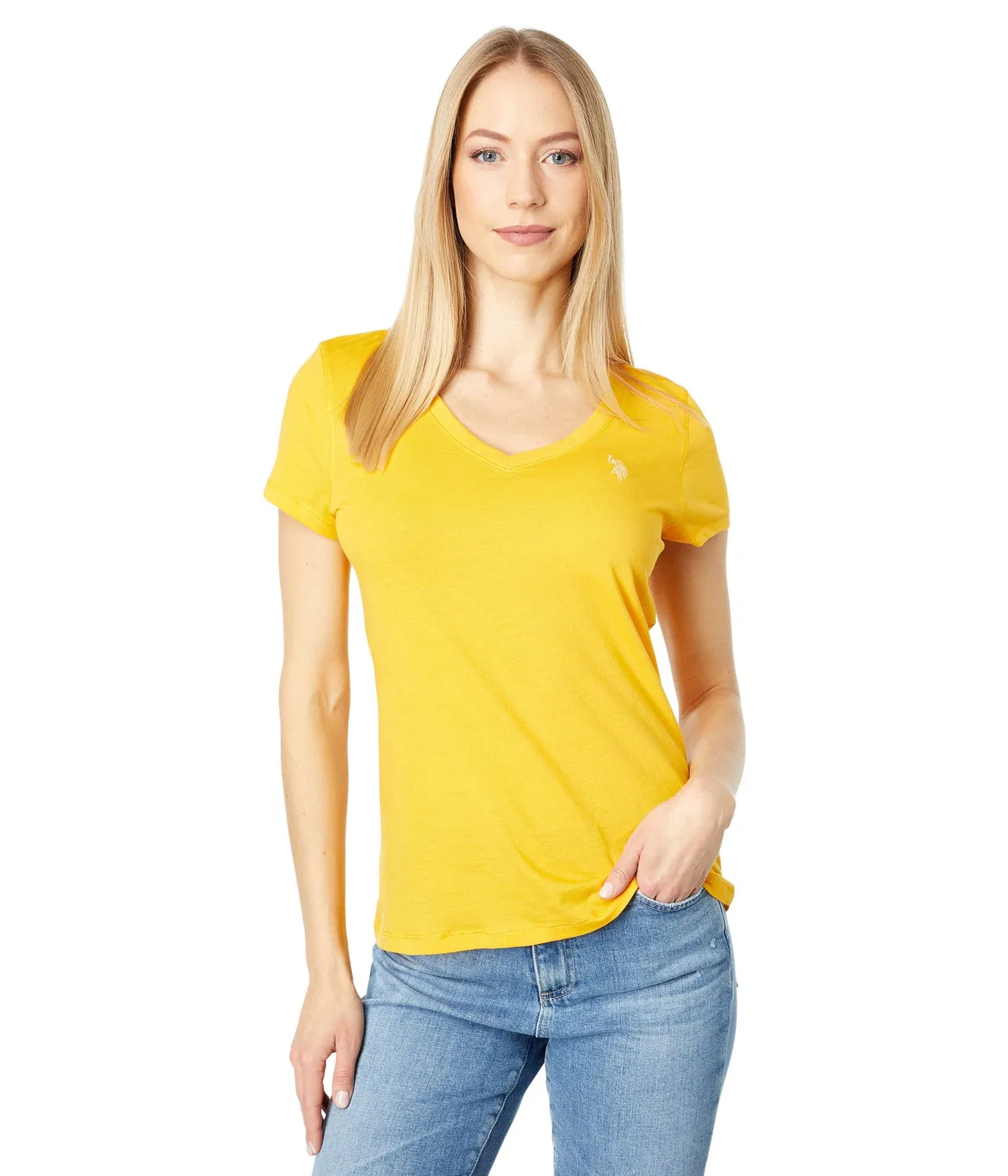 Женская футболка с коротким рукавом V-образным вырезом U.S. POLO ASSN., Antique Gold