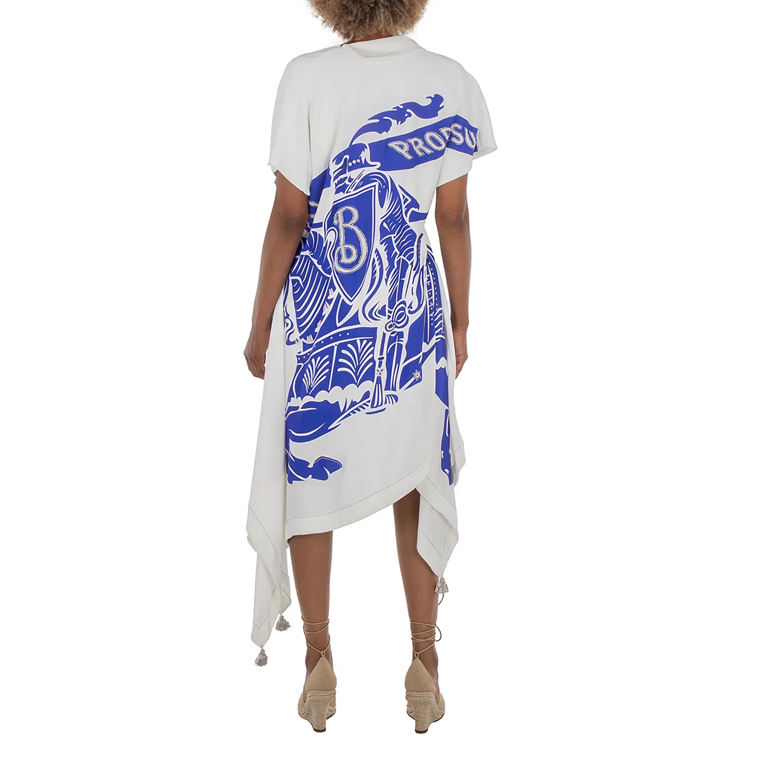 Платье из вискозы с принтом EKD Print Viscose Flag Dress Burberry, White Ip Pat — фото 4