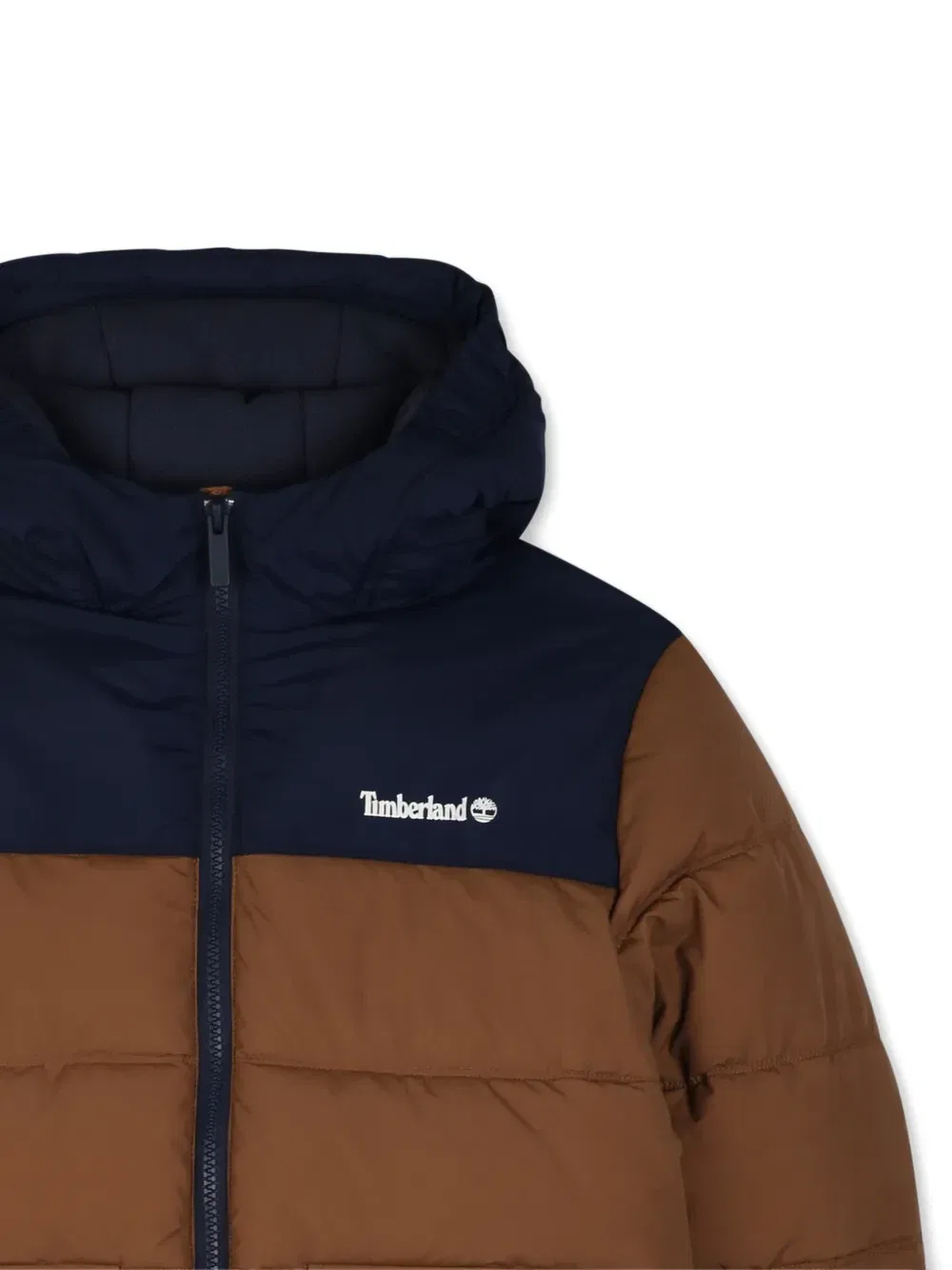 Пуховик с капюшоном Timberland Kids, коричневый — фото 3