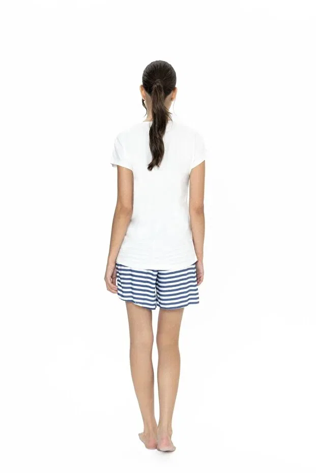Женский комплект пижамы с коротким рукавом Homewear U.S. Polo Assn., Ecru — фото 4