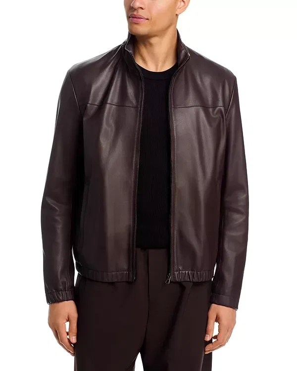Мужская куртка из кожи с воротником-стойкой Molta Boss, Medium Brown