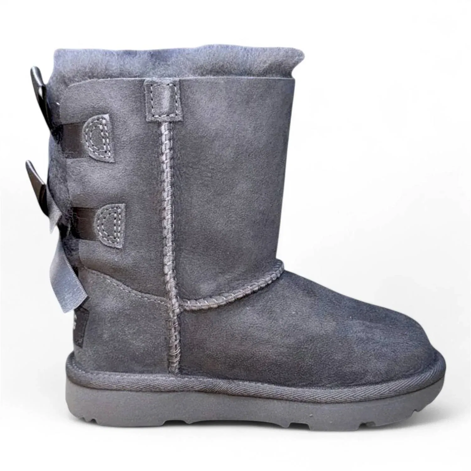 Детские зимние ботинки на шнуровке Bailey Bow Ii UGG, серый — фото 2