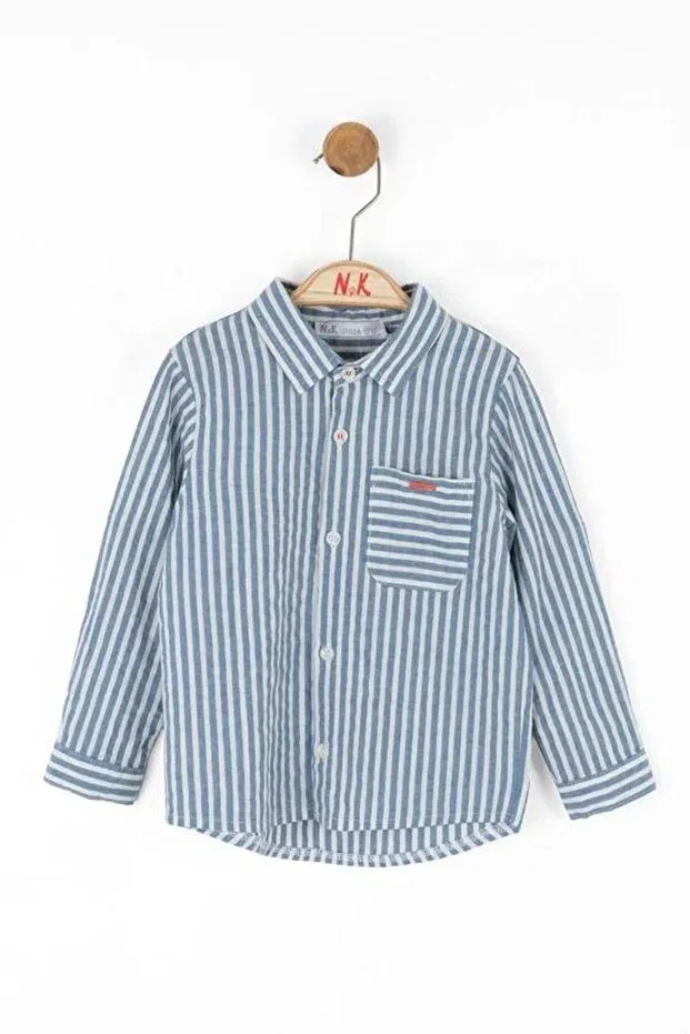 Детская рубашка для мальчиков с длинным рукавом Nk Kids, Blue