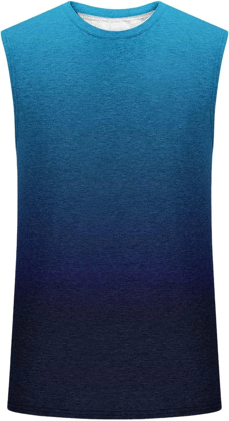 Мужская майка для тренировок Sleeveless Tee Shirts Muscle Shirt Gym Gradient T Shirts — фото 4