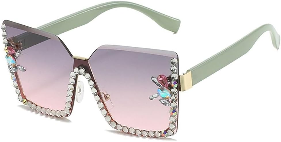 

Солнцезащитные очки 2027 года для женщин, большие квадратные, с бриллиантами, модные мужские очки со стразами, полуободковые, с защитой от УФ-излучения UV400 MTZJH, C5