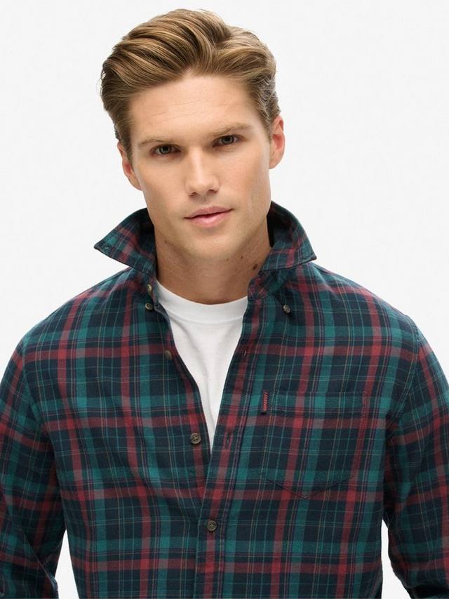 Органическая хлопковая рубашка в винтажную клетку Superdry, Navy — фото 4