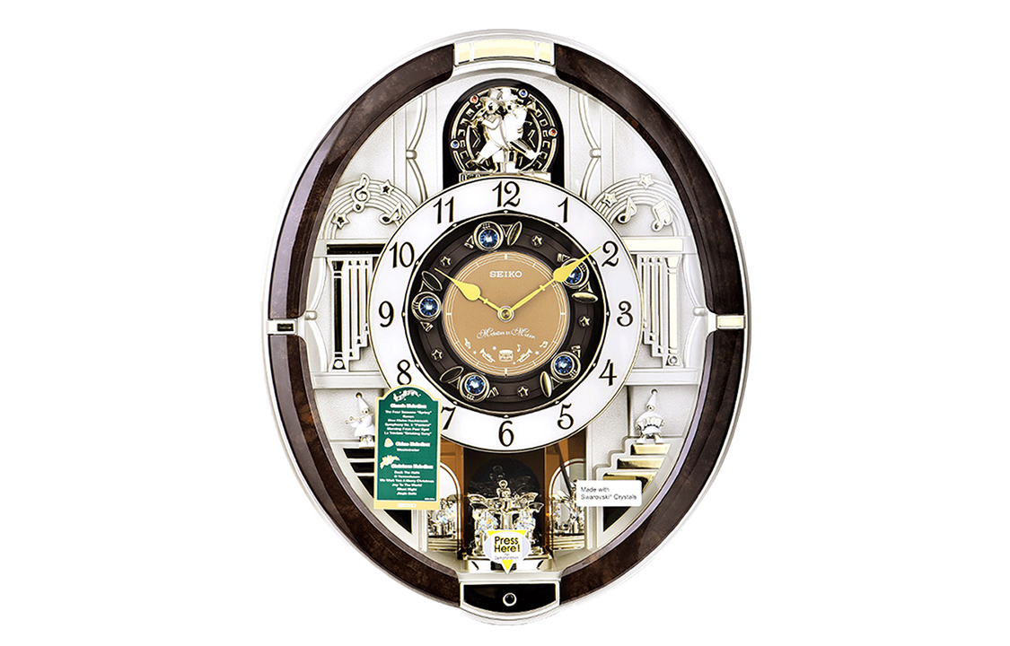 

SEIKO Часы Quartz Movement Polyester Plastic Shell Wall Clock Unisex Gold