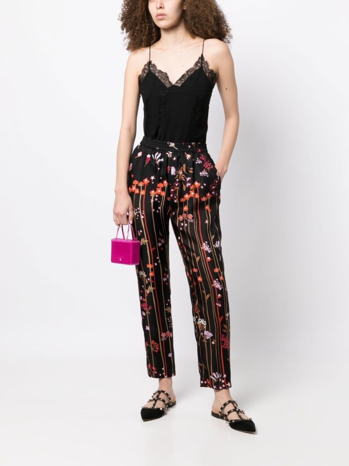 

RED Valentino шелковые брюки с принтом, черный