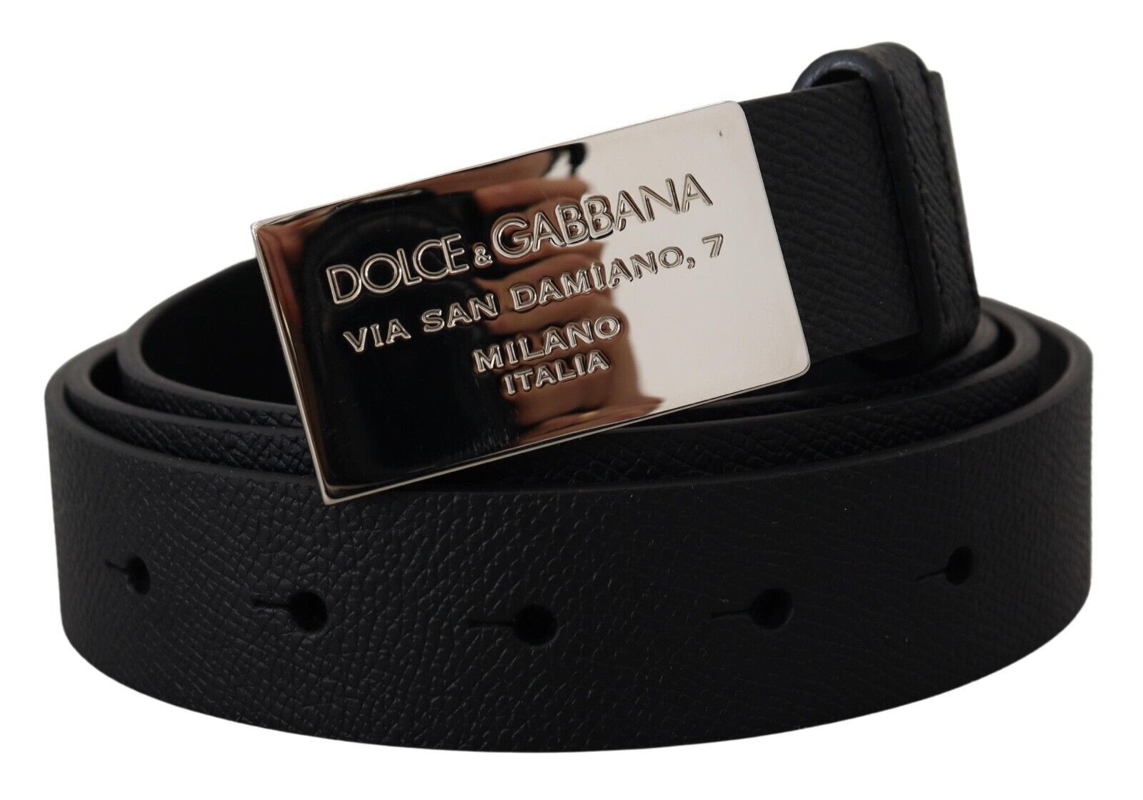 

Элегантный черный кожаный ремень с металлической пряжкой Dolce & Gabbana