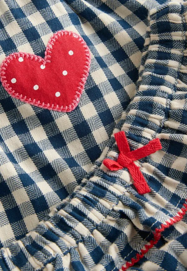 Платье повседневное, прямого кроя, с длинными рукавами Next, Navy Blue Gingham Heart — фото 3