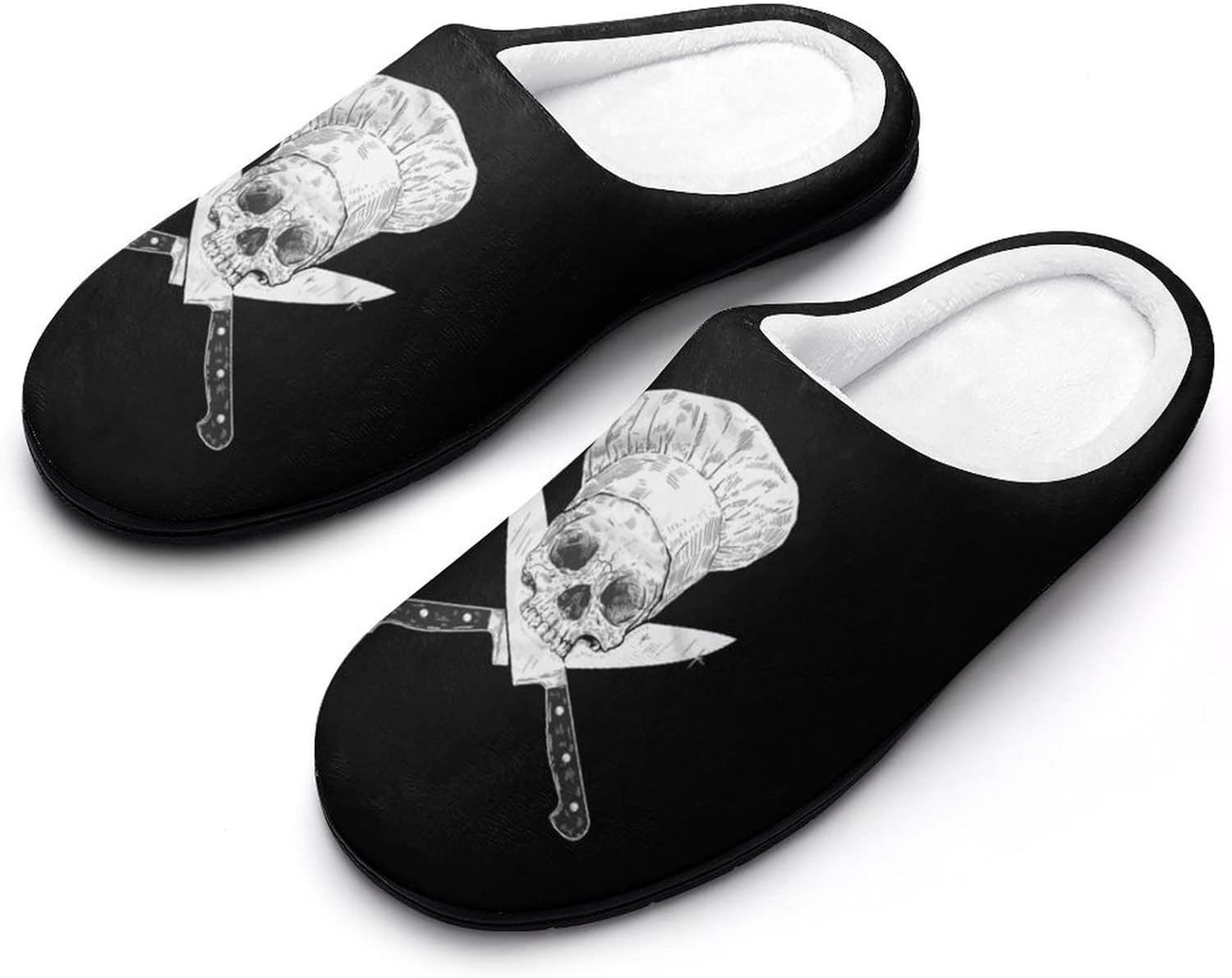 

Мужские хлопковые туфли-тапочки Skull-Chef Cooking Skull с принтом и мягкой пеной с эффектом памяти для домашнего пространства на открытом воздухе Forsjhsa, 9-10（42-43） Style