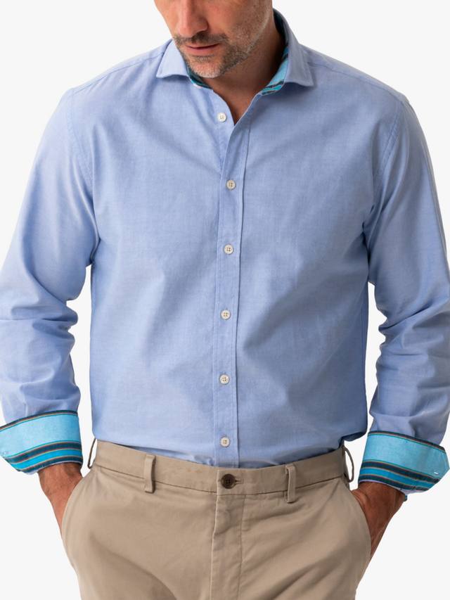 

Оксфордская хлопковая полосатая рубашка African Kikoy Regular Fit KOY, Blue Mid