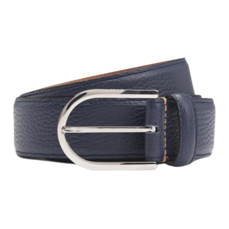 

HUGO BOSS Кожаный ремень мужской синий, Blue