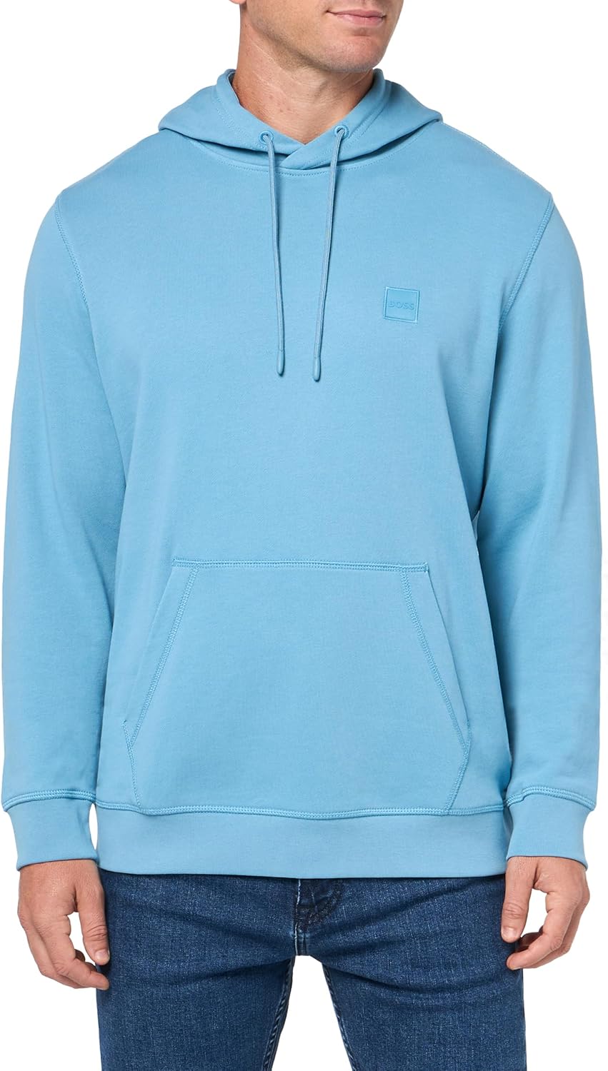 

Толстовка с капюшоном из хлопкового френч терри с нашивкой-логотипом BOSS, Niagara Blue, Синий, Толстовка с капюшоном из хлопкового френч терри с нашивкой-логотипом BOSS, Niagara Blue