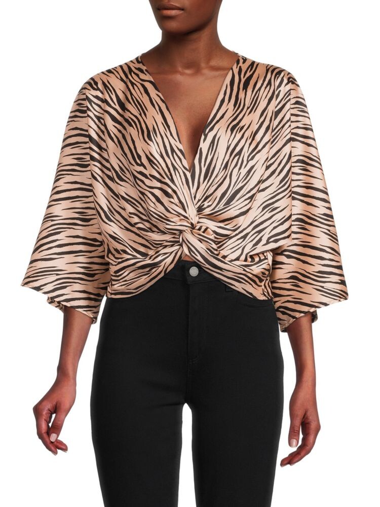 

Атласный укороченный топ с зебровым принтом Renee C., тауп