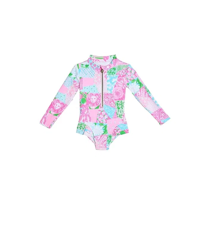 Купальник цельный с защитой UPF 50+ Denning Rashguard Lilly Pulitzer Kids, Pink Quartz Panda N Bows