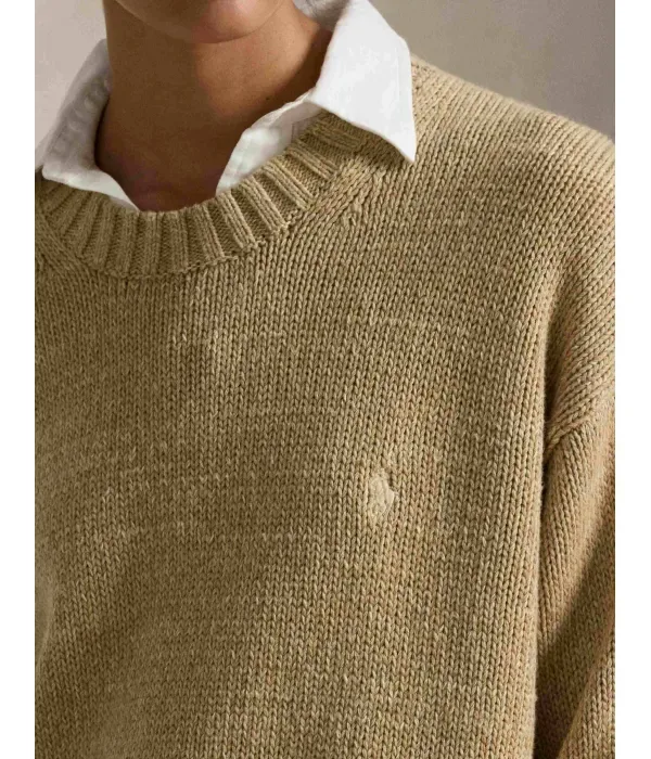 Свитер relaxed fit Polo Ralph Lauren, бежевый — фото 4