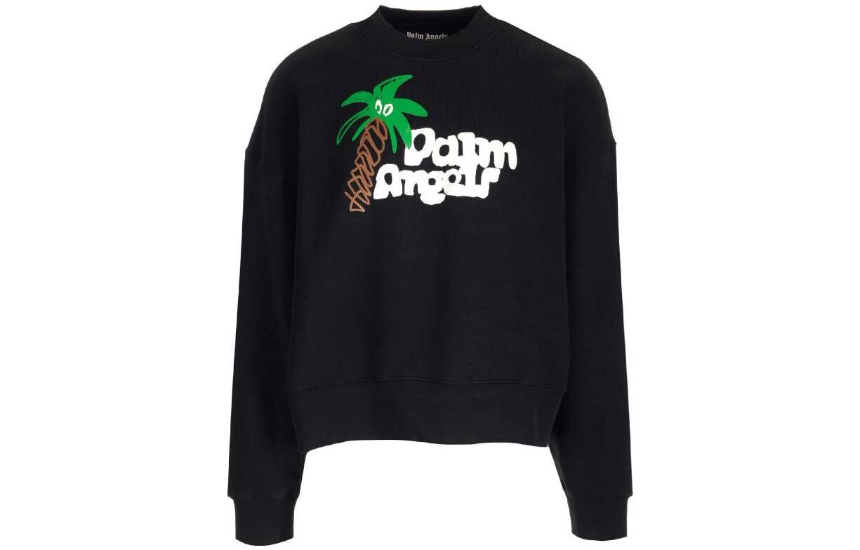 

Свитшот из джерси с рисунком Palm Angels, черный