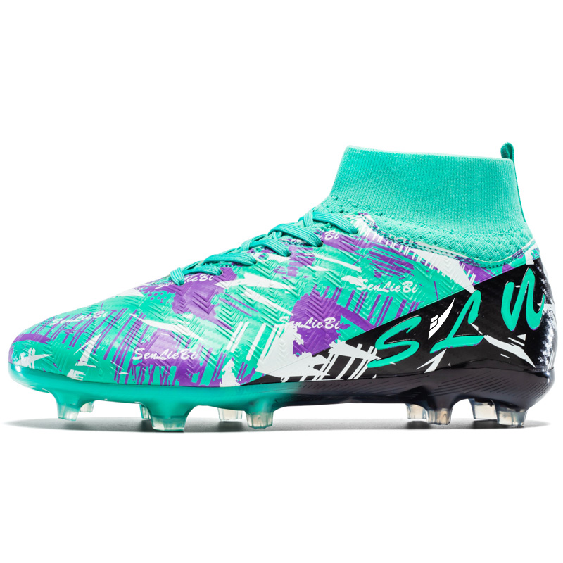 

Kuding Унисекс футбольные бутсы высокие розовые/золотые/желтые/зеленые - зеленые с длинными шипами, цвет Green Long Stud