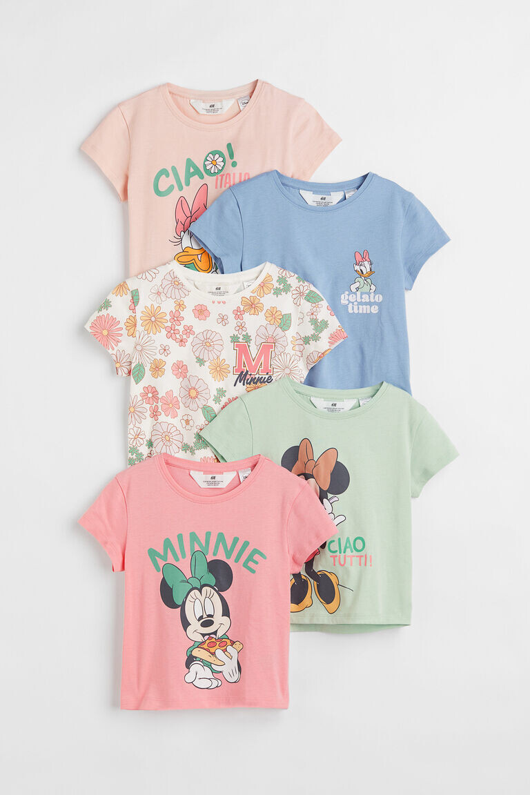 

5 пар топов из джерси с принтом H&M, розовый