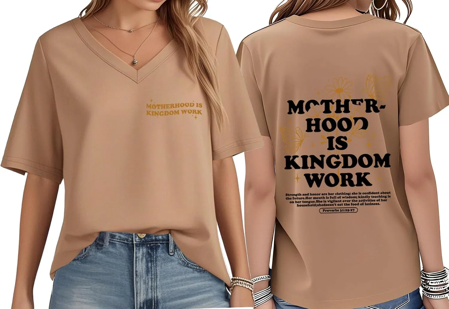 Футболка с принтом Letter Print Unisex, Khaki