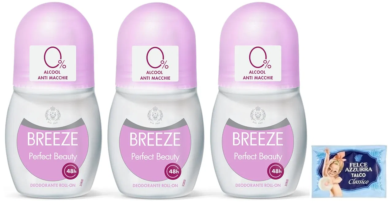 Дезодорант-ролик Felce Azzurra Breeze PerfectBeauty, 3x50 мл + тальк 100 г