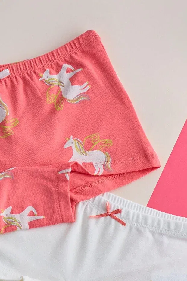Детские боксеры для девочек с принтом 2-pack Unicorn Katia&Bony, Ecru/Pink — фото 2