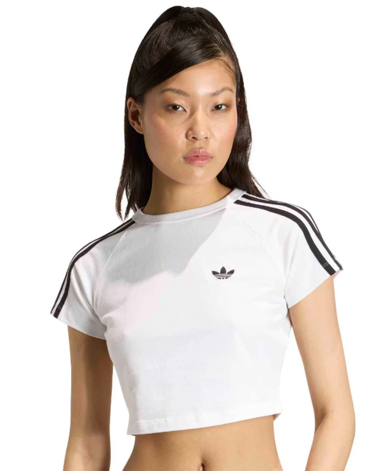 Женская футболка с U-образным вырезом, облегающего кроя Adidas SST Baby Tee, Белый