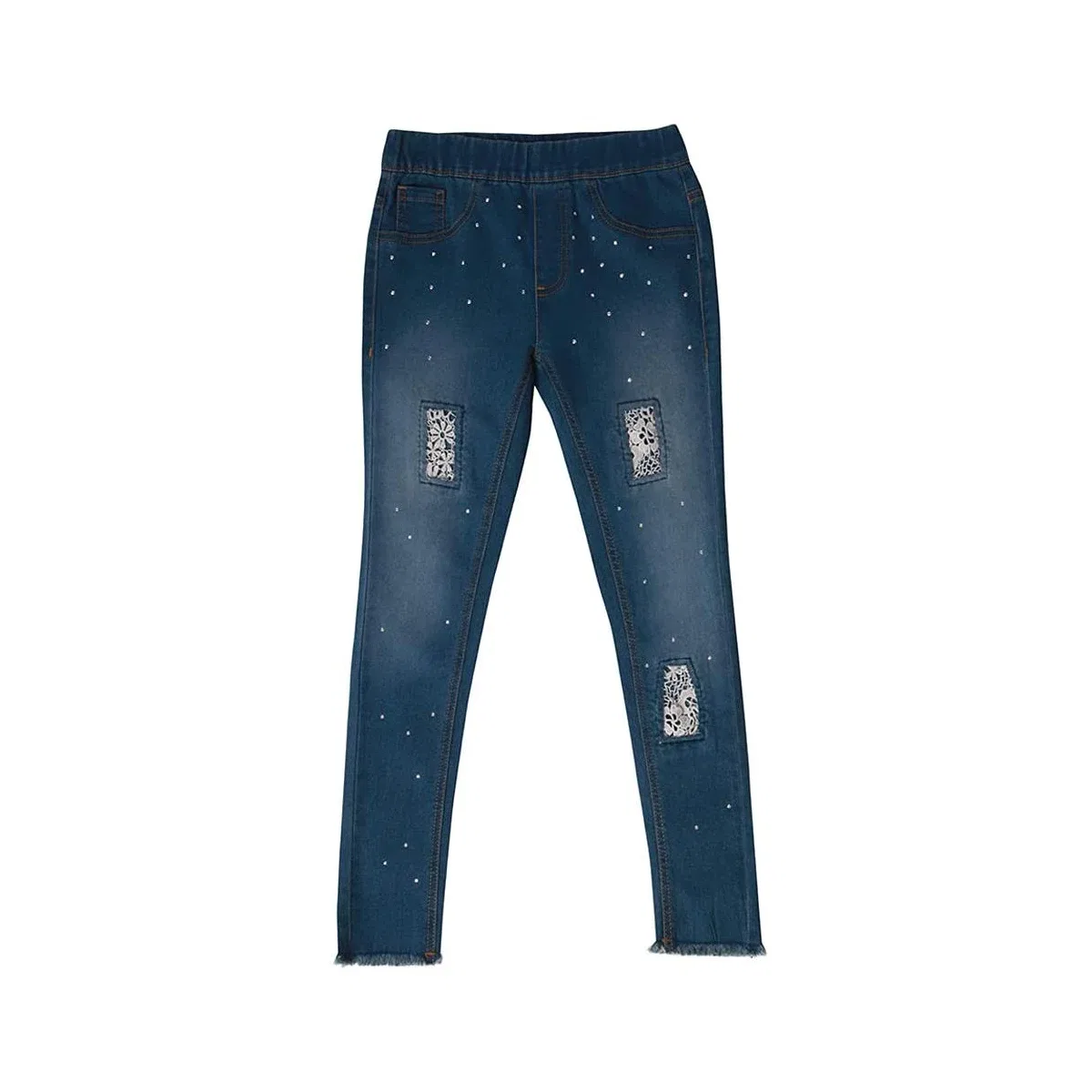 Детские джеггинсы для девочек джинсовые с принтом Just Love, Medium Denim Patch Jegging