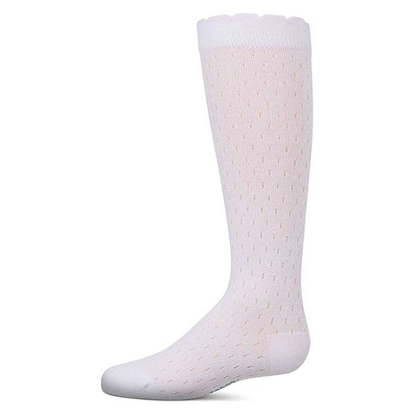 

Детские носки до колена из мягкого хлопка с ажурным узором Memoi, White