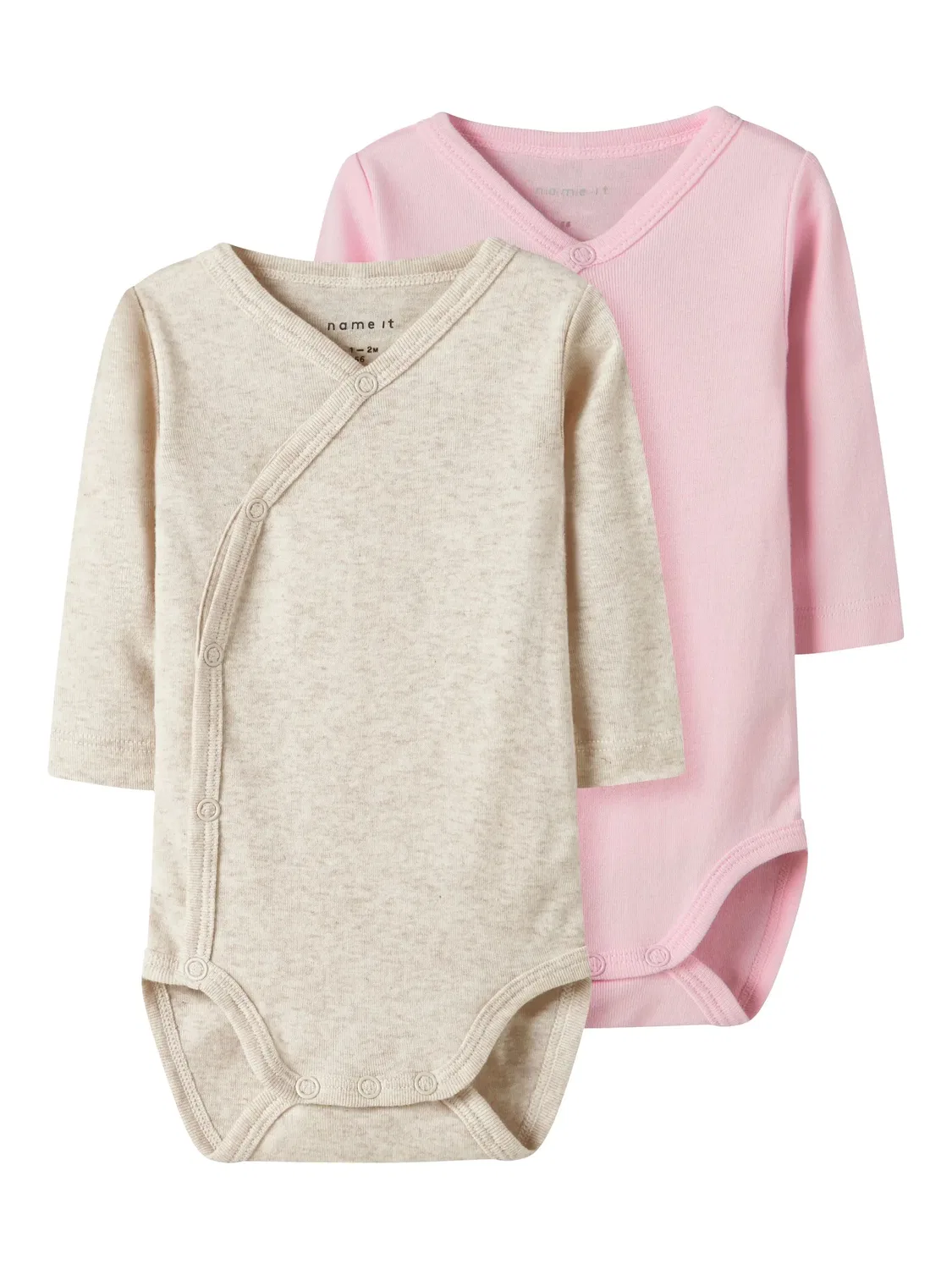 Боди с длинным рукавом, набор 2 шт, Name it, parfait pink