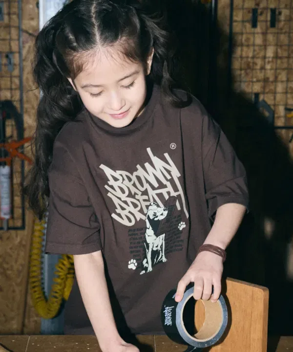 Футболка с принтом, Kids delivery tag tee, Brownbreath Kids, коричневый