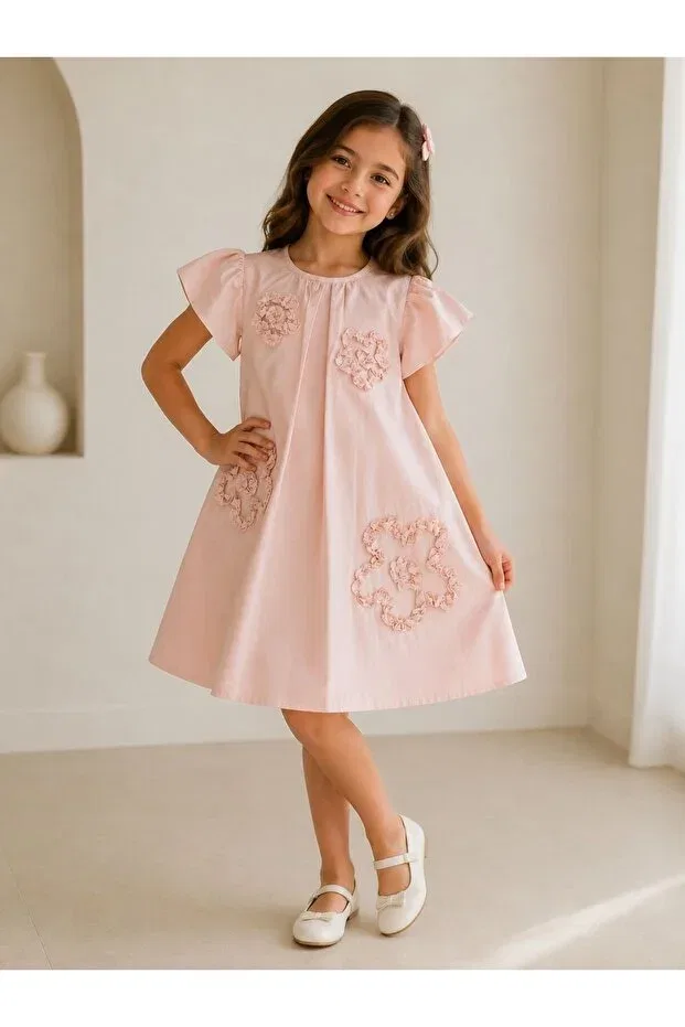 Детское платье для девочек хлопковое Eliza Çocuk Giyim, Pink